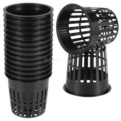 Maceta de malla hidropónica, cesta para plantar verduras, cultivo sin suelo, taza de raíz de planta de plástico, maceta para cultivar plantas de acuario, 10 Uds.