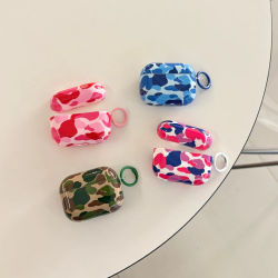 Personalidad elegante Color colisión camuflaje patrón con gancho auricular funda para AirPods 1 o 2 3 4 Pro 2 Pro 3