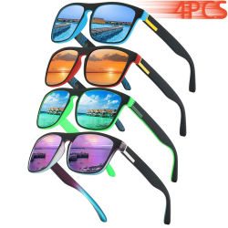 4 Pares de Gafas de Sol Clásicas Vintage con Rayas Coloridas, Gafas de Sol de Diseñador con Marco Cuadrado para Hombre y Mujer, para Conducir y Pescar