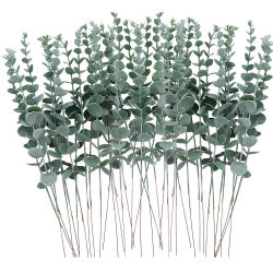 10 Uds. De plantas artificiales, hojas de eucalipto, ramas de hojas verdes para el hogar, jardín, decoración de boda, ramo de flores, centro de mesa
