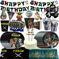 Decoración de Fiesta de Cumpleaños de Star Wars, Globos, Platos, Servilletas, Adorno para Pastel, Mantel para Niños, Regalo para Niños, Artículos para Baby Shower