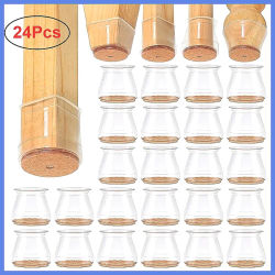 24 protectores de silicona para patas de silla, protectores de suelo transparentes, almohadillas para patas de muebles, silenciosos, resistentes a arañazos, antideslizantes