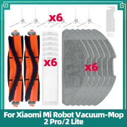 Compatible con Xiaomi Mi Robot Vacuum-Mop 2 Pro MJST1SHW / 2 Lite MJSTL Piezas, Cepillo principal, Cepillo lateral, Filtro HEPA, Paño de fregona, Accesorios
