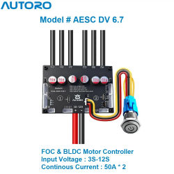 Autoro Dual ESC V6.7 BLDC FOC controlador de velocidad del Motor 12S 100A sin brillo VESC V6 para monopatín eléctrico DIY Scooter Ebike Robot