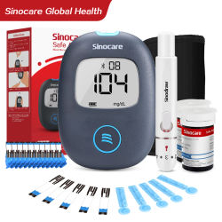 Glucómetro Sinocare, Medidor de Glucosa en Sangre Safe AQ Air con Bluetooth, Kit de Medición de Glucosa en Sangre para Diabéticos en Casa o SOLO Tiras y Lancetas