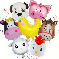 7 Uds. Globos de animales de granja para decoración de fiesta de cumpleaños de granja, suministros de vaca, burro, oveja, cerdo, pollo, globo de aluminio para Baby Shower