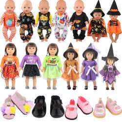 Ropa para muñecas de Halloween, Festival de calabaza, disfraces de esqueleto para bebés recién nacidos americanos de 18 pulgadas y 43cm, accesorios para muñecas Life Girl