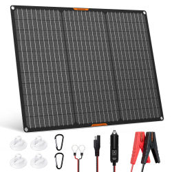 MHPOWOS Kit de panel solar 50W 12V mantenedor de cargador lento de batería solar + controlador de actualización para barco coche RV motocicleta marina