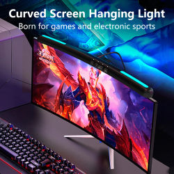 Lámpara LED de escritorio, pantalla USB, luz colgante, Monitor de pantalla curvada, barra de luz RGB, luces de ambiente de fondo, decoración de sala de juegos