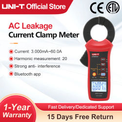 Pinza Amperimétrica de Corriente de Fuga UNI-T UT251C+ 60A CA, Amperímetro Digital, Función de Retención de Pico, LPF, Bluetooth