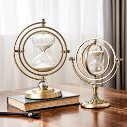 Temporizador de reloj de arena de Metal Retro creativo nórdico, mueble de TV, decoración de porche, temporizador de reloj de arena, adornos de decoración para el hogar y la Oficina, 2021