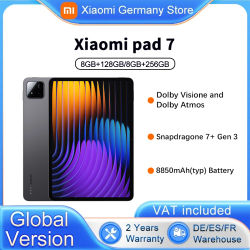 Versión Global Xiaomi Pad 7 Plataforma Móvil Snapdragon 7+ Gen 3 Batería de 8850 mAh Pantalla cristalina de 3.2K y 144Hz de 11.2'' Altavoces Cuádruples Tablet Carga turbo de 45W Dolby Vision con