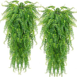 2 uds., 90cm, hojas de helecho persa, enredaderas, decoración para la habitación del hogar, planta Artificial colgante, hoja de plástico, hierba, decoración de pared para fiesta de boda y balcón