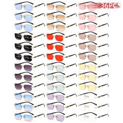 36 gafas de sol sin montura para hombre y mujer, lentes rectangulares con gradiente, montura metálica, lentes de colores, gafas unisex, moda de lujo