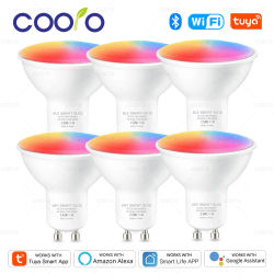COOLO GU10 Tuya WiFi bombilla LED inteligente Bluetooth lámparas regulables aplicación Smart Life Control bombilla de foco funciona con Alexa Google