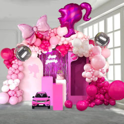 Kit de Guirnalda de Globos de Aluminio con Lazo Plateado, 128 Piezas, Color Rosa Rojo, para Decoración de Fiestas de Cumpleaños, Baby Shower y Bodas
