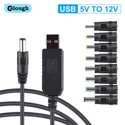 Elough WiFi a conector de Cable de banco de energía USB DC 5V a 12V Cable convertidor de refuerzo Cable elevador para enrutador Wifi módem ventilador altavoz