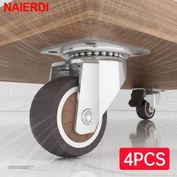 4 Uds NAIERDI ruedas para muebles de 1-2 pulgadas rueda Universal de goma suave rueda giratoria para accesorio de carrito de plataforma