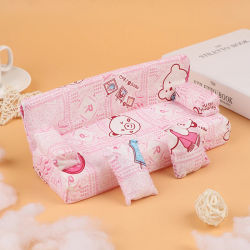 3 unids/set casa de muñecas pequeño lindo sofá de tela Floral conjunto muebles con 2 almohadas muebles accesorios para decoración de casa de muñecas Juguetes