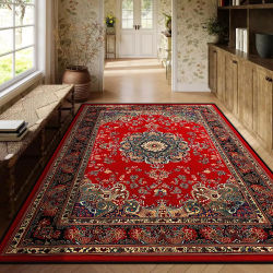 Alfombra persa roja de lujo para sala de estar, alfombra de gran tamaño, antideslizante, para mesas de café, decoración del hogar, alfombra para dormitorio, sala de estar, Tapis