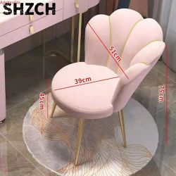 Silla de Comedor Nórdica de Terciopelo, Respaldo Suave de Lujo, Taburete de Maquillaje para Sala de Estar, Recepción, Muebles para el Hogar