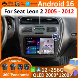 Accesorios de Pantalla Táctil Inalámbrica con Carplay y Android 16, Bluetooth, para Seat Leon 2 MK2 2005 2006 2007 2008 - 2012