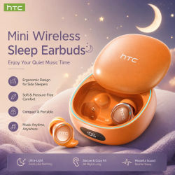 Auriculares inalámbricos Bluetooth HTC NE96 TWS para dormir de lado, HiFi estéreo, ASMR, ruido blanco, batería de larga duración, auriculares portátiles.