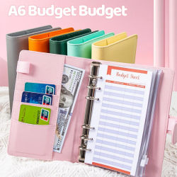 Carpeta económica de cuero PU A6, sistema de sobres para efectivo con bolsillos para carpetas, organizador de facturas para ahorrar dinero