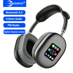 KEBIDUMEI Auriculares Bluetooth 5.3 con pantalla a color ANC HIFI Auriculares inalámbricos estéreo Radio FM Auriculares supraaurales AUX de 3,5 mm
