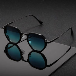 1 par de gafas de sol redondas de Metal Unisex, gafas de sol de moda Vintage irregulares punk para hombre, gafas clásicas UV400 para hombre y mujer