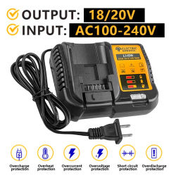 Cargador de batería de litio de diosa eléctrica con pantalla LED 10,8 V 14,4 V 20V cargador de batería para Dewalt 20V Pin de batería