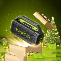 Altavoz Bluetooth W-KING D9-1 Verde, 100W Pico, 60W HD, IPX6, Portátil, Inalámbrico, Resistente al Agua, para Fiestas al Aire Libre, con 2 Subwoofers/Radiador Pasivo Extra Grande, Bajos Profundos,