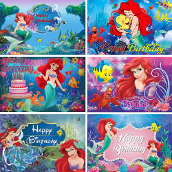 Fondo de princesa Ariel de sirena de Disney, decoraciones para fiesta de cumpleaños de niña, suministros de Baby Shower, cartel de fondo, cartel de fotografía