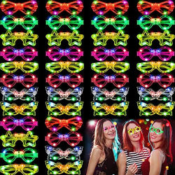 Gafas LED intermitentes multicolores para fiesta, gafas de sol con luz de neón, gafas brillantes, juguetes para adultos y niños, recuerdo de fiesta