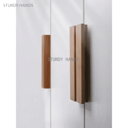 1 Uds. Muebles con manija de armario minimalista clásico de madera maciza, armario de color madera natural, puerta de armario de almacenamiento, mango de madera