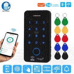 Controlador de acceso de huellas dactilares Tuya, resistente al agua, Bluetooth, Wifi, teclado RFID, sistema de teclado táctil WG26, aplicación remota inteligente, abridor de puerta