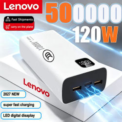 Banco de energía portátil Lenovo de 500000mAh, 120W, carga súper rápida, cargador de batería externo de gran capacidad, Powerbank para Xiaomi iPhone