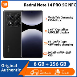 Teléfono Celular Xiaomi Redmi Note 14 Pro 5G NFC, 8GB 256GB, Cámara de 200MP con OIS, Pantalla AMOLED CrystalRes de 6.67" y 120Hz, Batería de 5110mAh