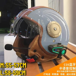 Casco Inteligente con Bluetooth para Motocicleta Eléctrica, Doble Espejo, Unisex, 3C, Retro, Protector Térmico para los Oídos, Casco Tres Cuartos
