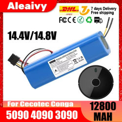 100% nueva batería de iones de litio de 12800mAh para CECOTEC CONGA 4090 4490 4690 4590 Robot aspirador 14,4 V 18650 4S2P paquetes de baterías