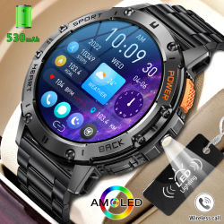 Para Android ios nuevo reloj inteligente AMOLED para hombres con linterna deportes impermeable rastreador de Fitness Bluetooth llamada Smartwatch hombre + caja
