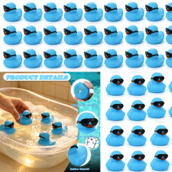 10-100 Patitos de Goma Azules Mini con Gafas de Sol, Accesorios Divertidos para el Tablero del Auto, Pequeños Patos de Goma
