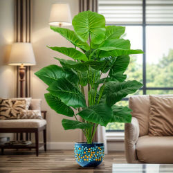 Una palma artificial realista de 100 cm con 18 hojas, planta de imitación verde vibrante para decoración de primavera del hogar, bodas, jardines