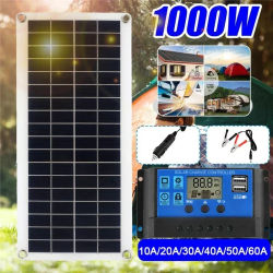 Panel Solar de 1000W, controlador de célula Solar de 12V, 10A-100A, Panel Solar para teléfono RV, cargador de almohadilla MP3 para coche, suministro de batería para exteriores