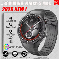 2026 nuevo reloj BOXUXING 5 MAX reloj inteligente HD AMOLED pantalla NFC GPS Tracker Bluetooth llamada salud impermeable Smartwatch hombres mujeres