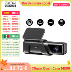 Cámara para Auto 70mai Dash Cam M500 1944P 170FOV, Grabadora DVR con GPS, ADAS, Monitor de Estacionamiento 24H, Almacenamiento EMMC Integrado