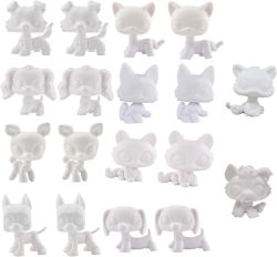 Minilpsshop Bases Blancas Múltiples Personalizadas para DIY de Mascotas (LPS) - Gato Collie Shorthair, Baby Collie, Cocker Spaniel, Great Dane