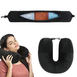 Almohada de Viaje en Forma de U que se Puede Rellenar con Ropa, Fácil de Transportar, Esencial para Vuelos y Uso Diario