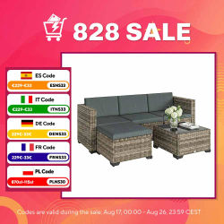 Outsunny Conjunto Muebles Jardín Exterior de Ratán 5 Piezas Cojines