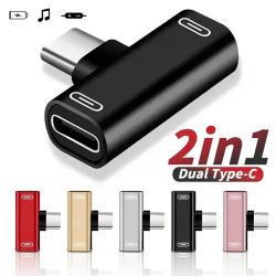 Divisor USB C tipo C macho a adaptador hembra doble tipo C 2 en 1 convertidor de cargador de auriculares para teléfono auriculares puerto tipo C